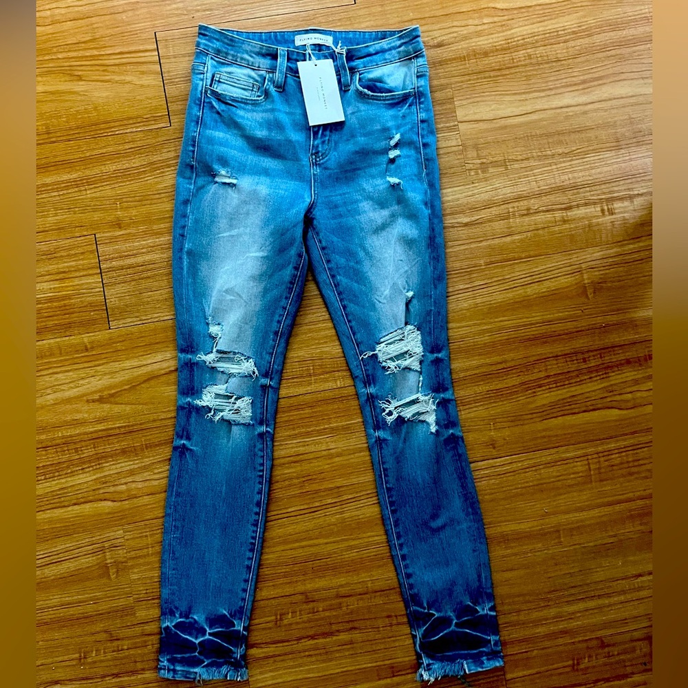 Brand new never work Flying monkey skinny stretch distressed jeans